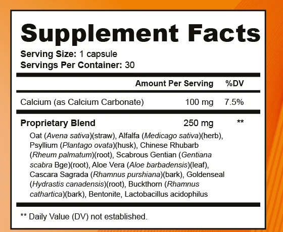 SodaMelt Supplement Facts panel as printed on the bottle